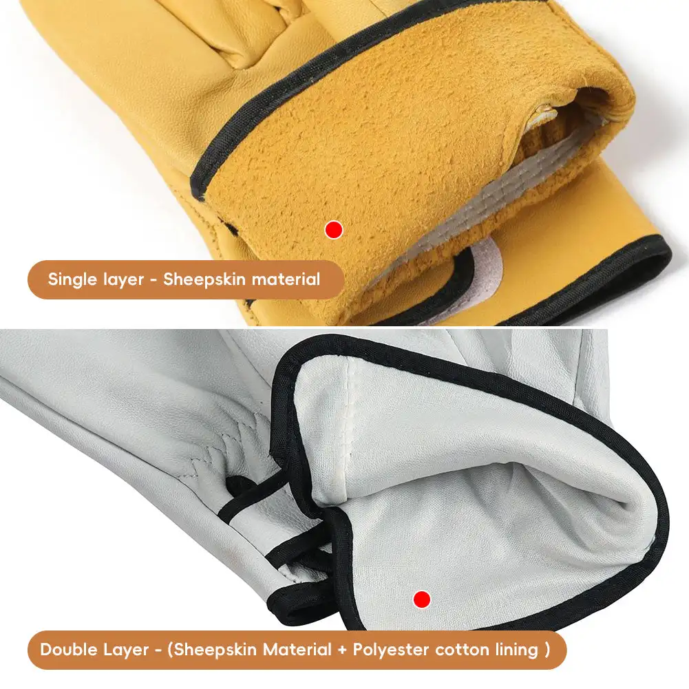 1 Pair Work Protective Gloves Soft Sheepskin Leather Hunting Driving Farm Garden Protection Gloves Welding Security Safety Glove