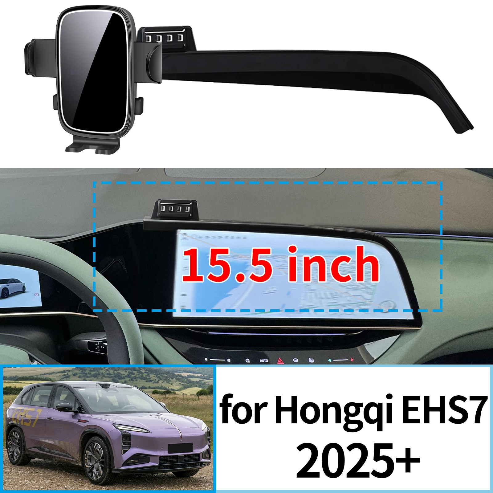 

fit for Hongqi EHS7 2025 2026 15.5 inch Stable Clip-On Phone Holder​​ Mount Screen Base No Vibration​ Car accessoires