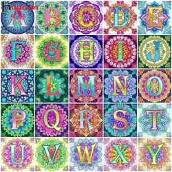 Huacan 5d Diamond Painting Alphabet Home Decor Full Embroidery Flower Mandala Rhinestones Kit Diy Handmade Gift