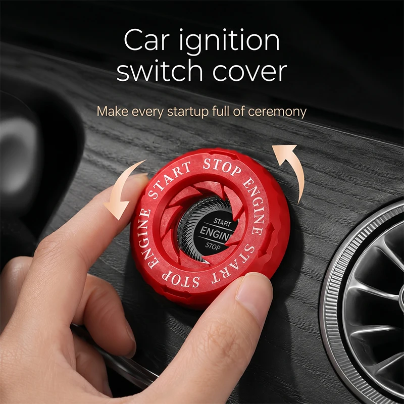 Car Ignition Switch Cover Light Touch Start Button Rotation Protective Cap Motorcycle Start Stop Ring Anti-Peeping Decoration