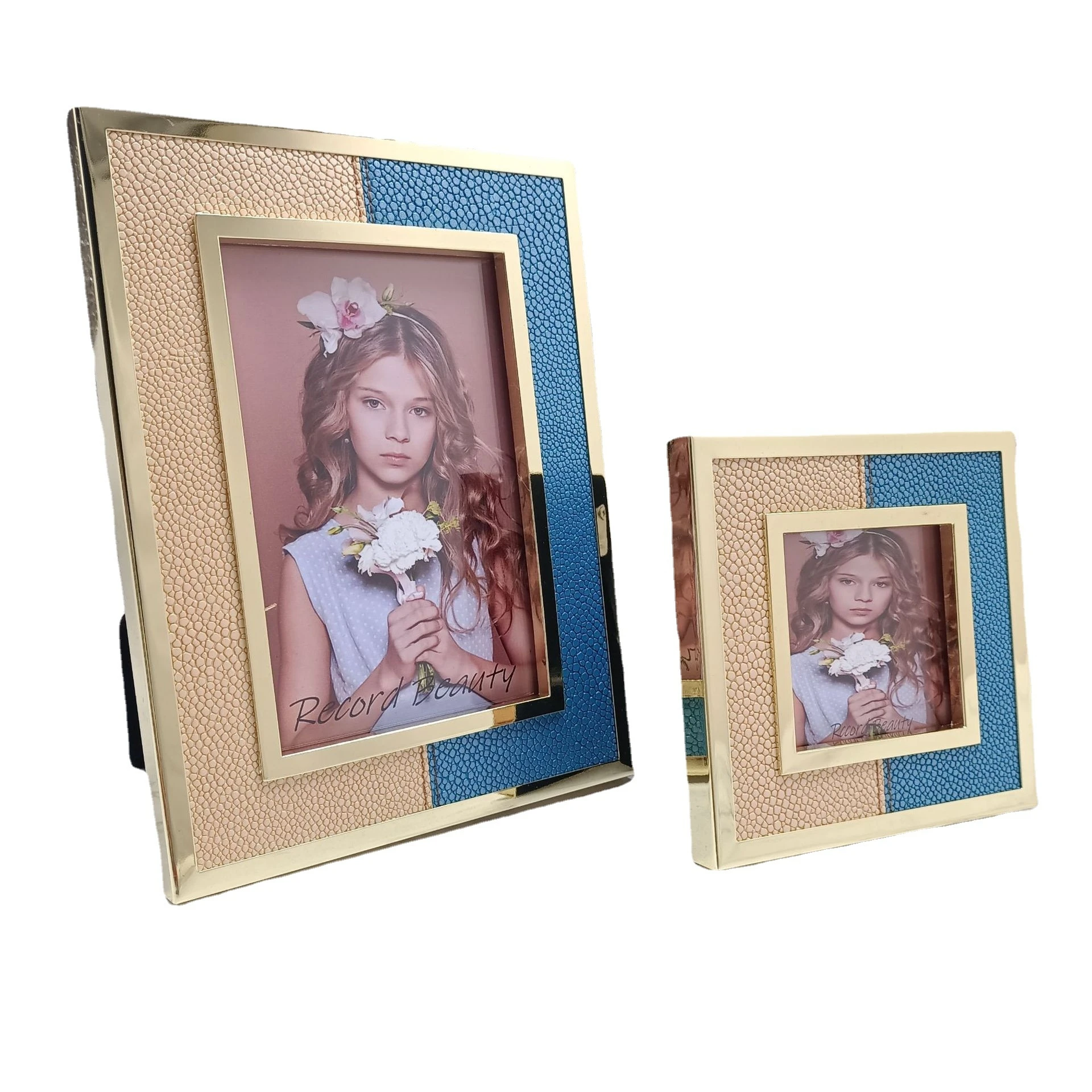 3/6/7Inch Modern Simple Leather Metal Photo Frame Wedding Dress Birthday Souvenir Gift