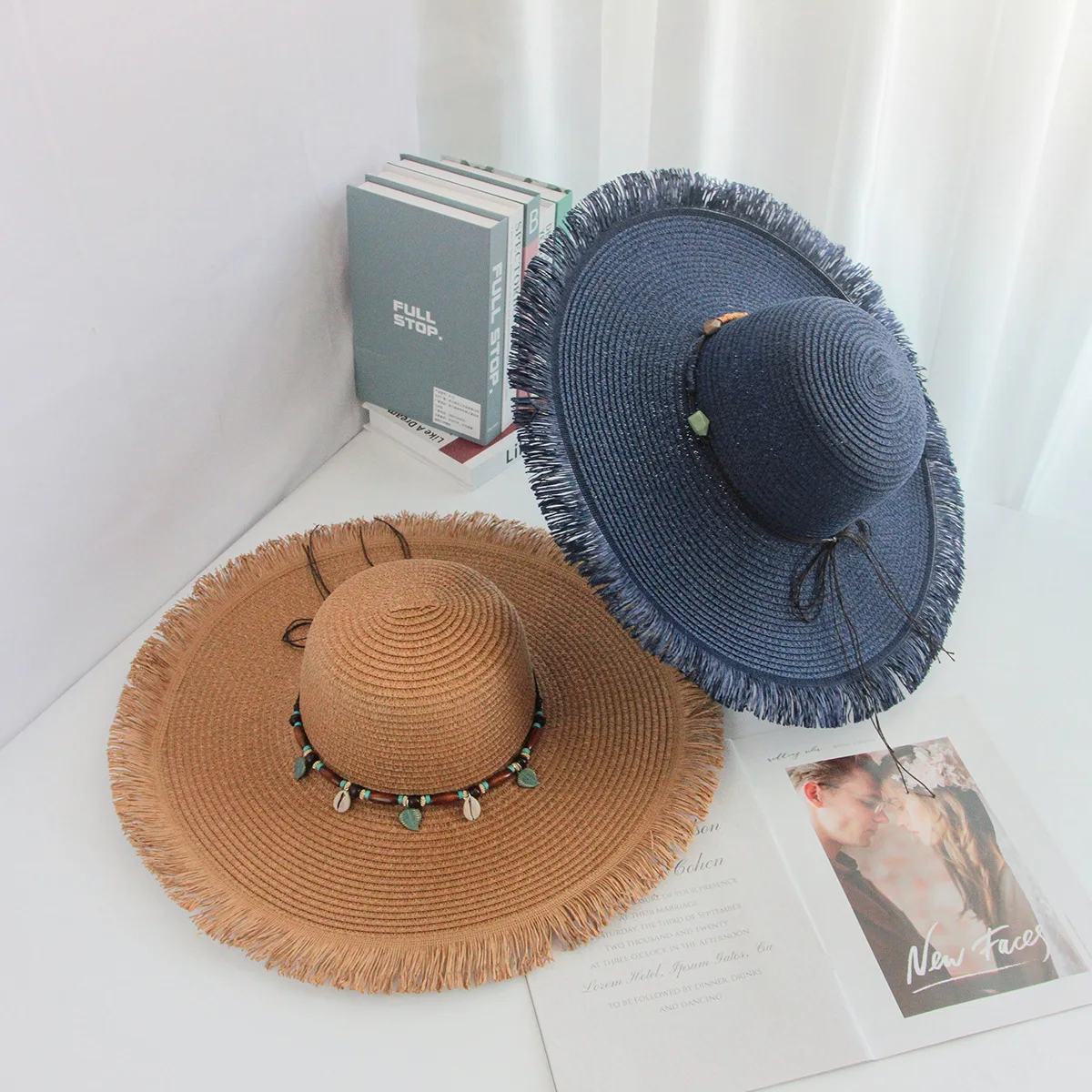 

Fashionable sun hat Wide Brim Beach Straw Hats For WomenSimple Foldable Summer Outing Sun Hat FashionFlat Uv Protection Panama