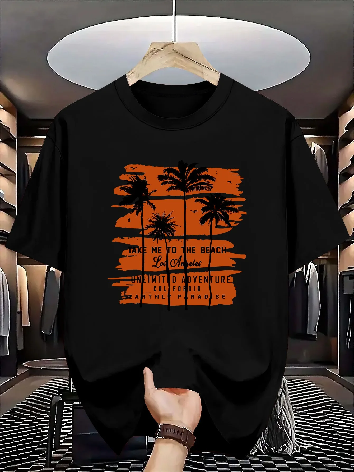 California Los Angeles Beach T-Shirt Men Women Palm Tree Graphic Tee Summer Adventure Vacation Short Sleeve Casual Unisex Tops