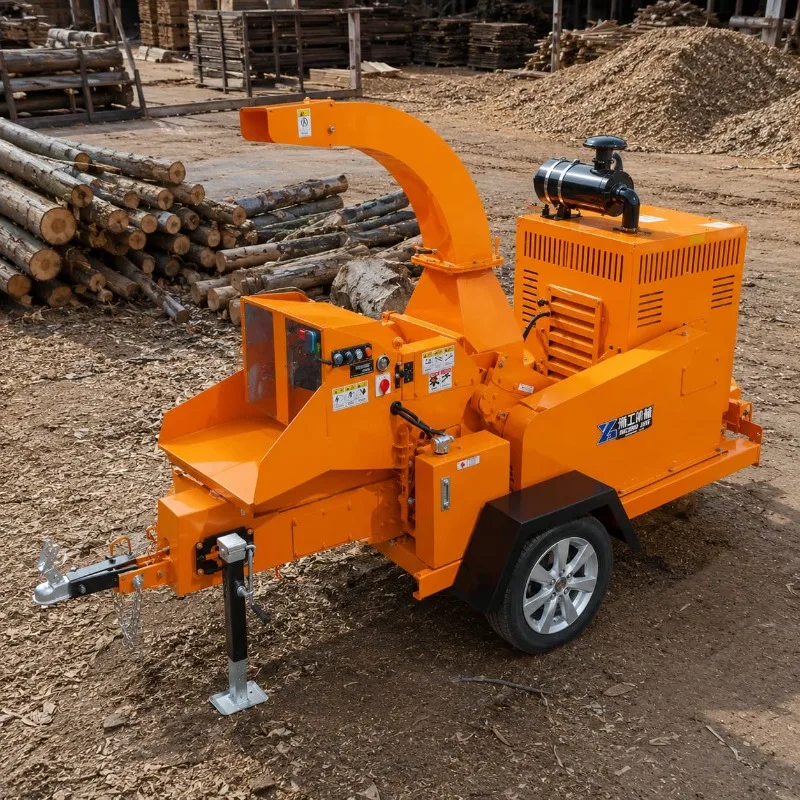 Portable Wood Chipper Shredder Customized Diesel Engine for Home Garden Branch Leaf Mulch Production
