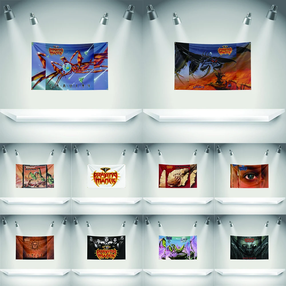 P-Prayings Mantis Flag Rock Music Band Banner    HD Printing Tapestry Exhibition, Music Band Fans, Garage Decor