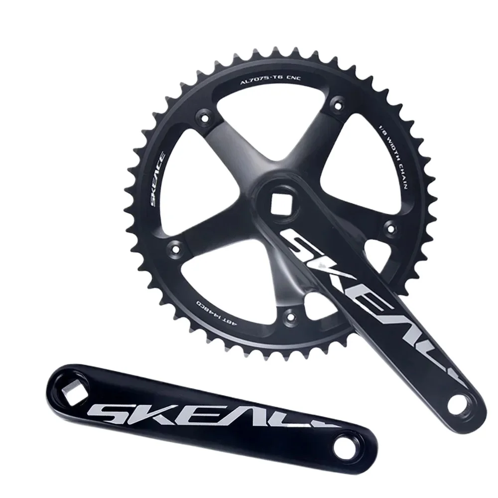

SKEACE Crankset for Pixie Crank 144bcd 165mm crank arm square taper silver Single Speed 48t 49t Aluminum Lightweight crank set