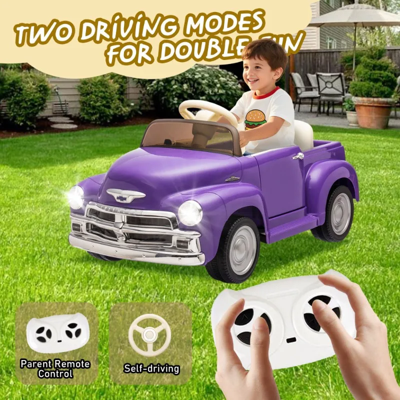 12V Kids Ride On Truck Car Licensed Chevrolet 3100 pick up,electric car for kid,Vintage Modeling,LED Lights,Bluetooth,USB,Age 3+