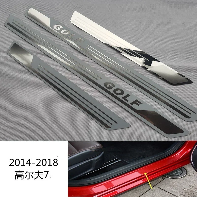 For golf6 golf7 Car Door Protection Pedal Board Sill Scuff Plates Pads Bumper Moldings Chrome Trim Stainless Steel