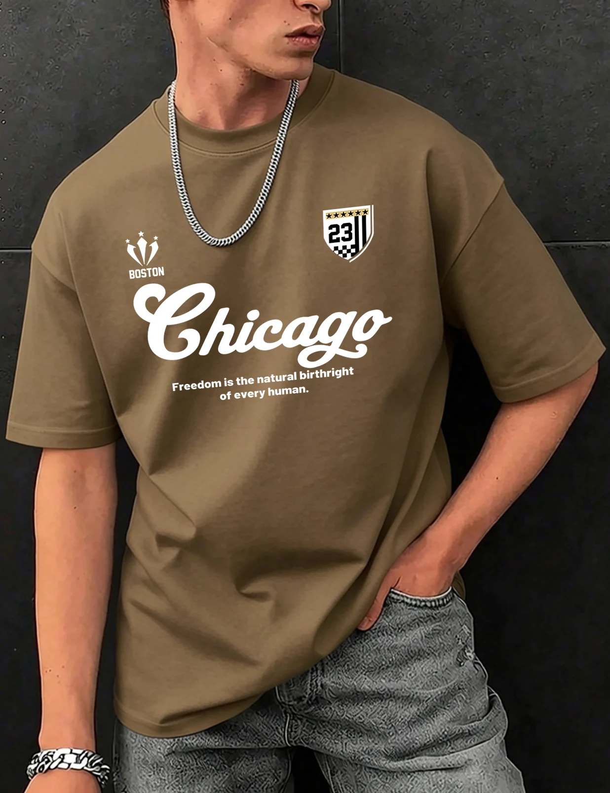 Street Fashion Chicago - Boston Chicago Nummer 23 Print O-hals