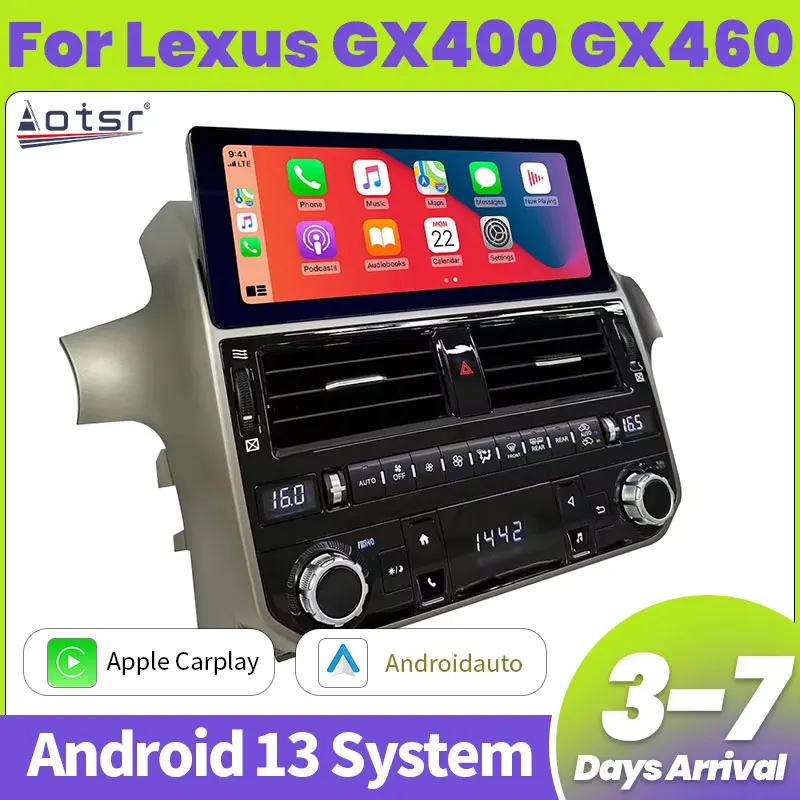 12.5 inch Android 13.0 Car Radio For Lexus GX400 GX460 2010-2021 GPS Navigation Stereo Multimedia Player 4G Carplay Screen