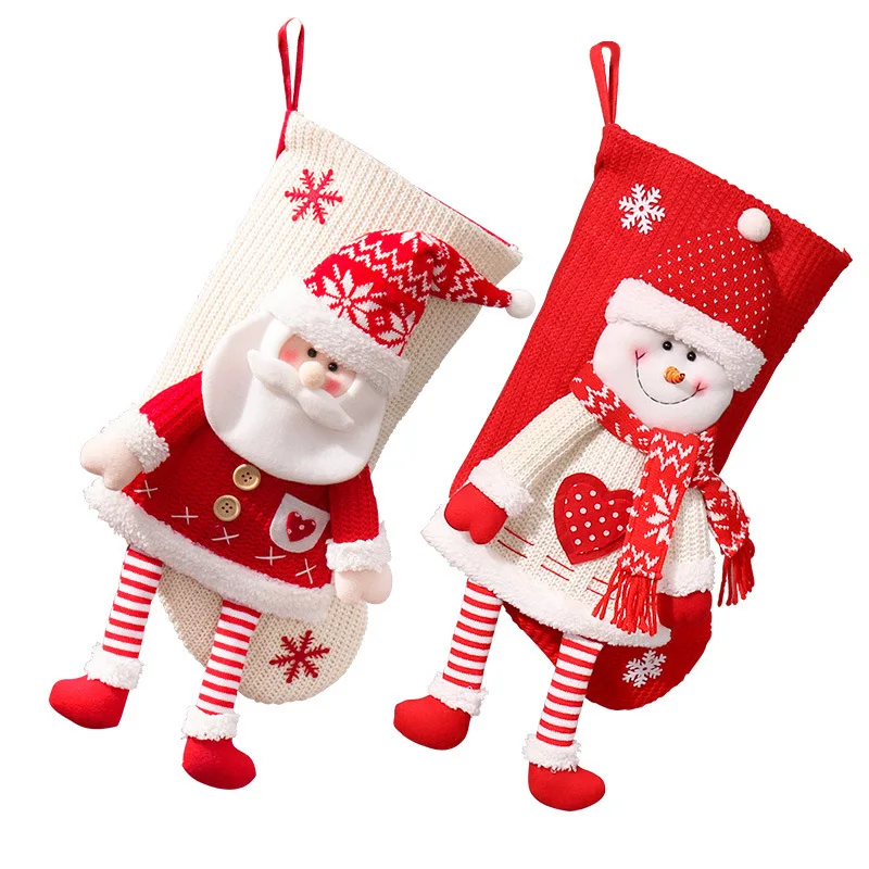 Christmas Stocking Sock Candy Bag Non-woven Fabric Christmas Eve socks Children's Xmas gift socks Reusable for Party Decoration