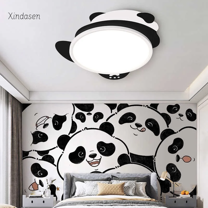 

Kawaii Panda Animal Ceiling Light Kids Room Boys Girl Bedroom Study Cute Cartoon Chandelier Baby Nursery Children Ceiling Lamp