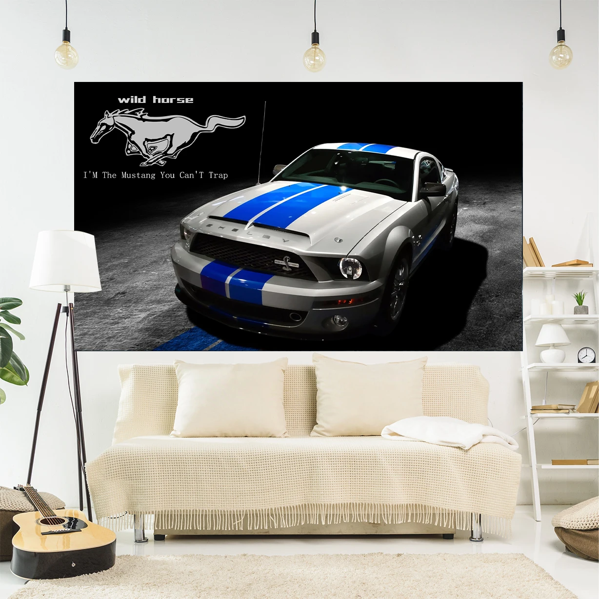 Mustang Cool Car Tapestry Wall Hanging Is A Tapestry Cool Racing Wall Decoration Bedroom Living Room Polyester Material