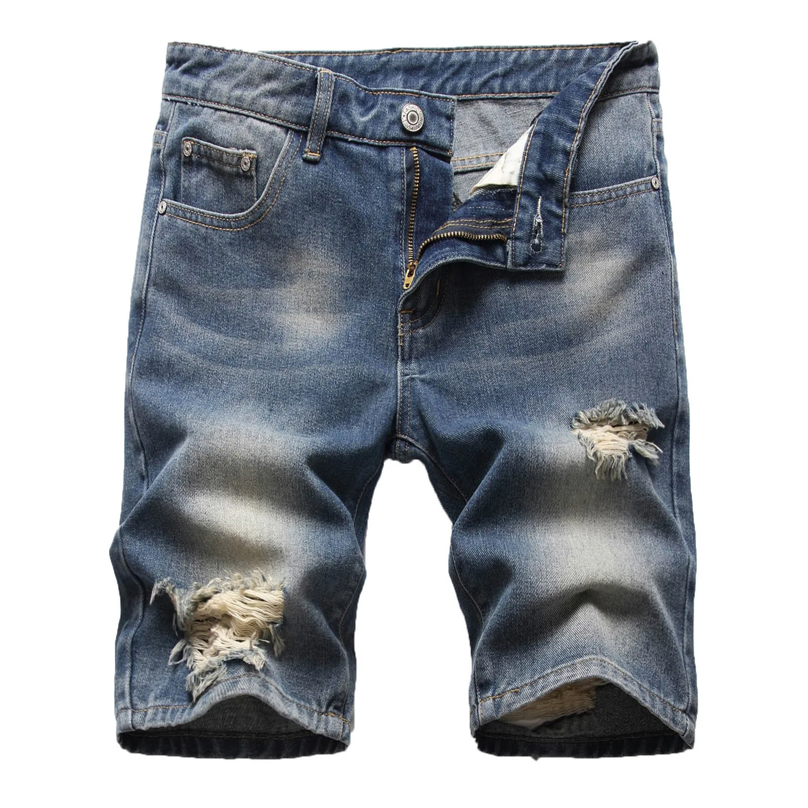 Size Casual Distressed Retro Men's Shorts Denim Men's pants Band Size