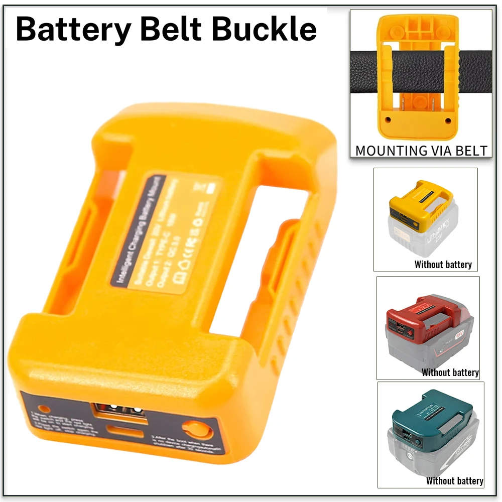 

Intelligent Charging Battery Adapter Compatible For Makita/ Dewalt /Milwaukee 18V Li-ion with USB Type-C Battery Holder