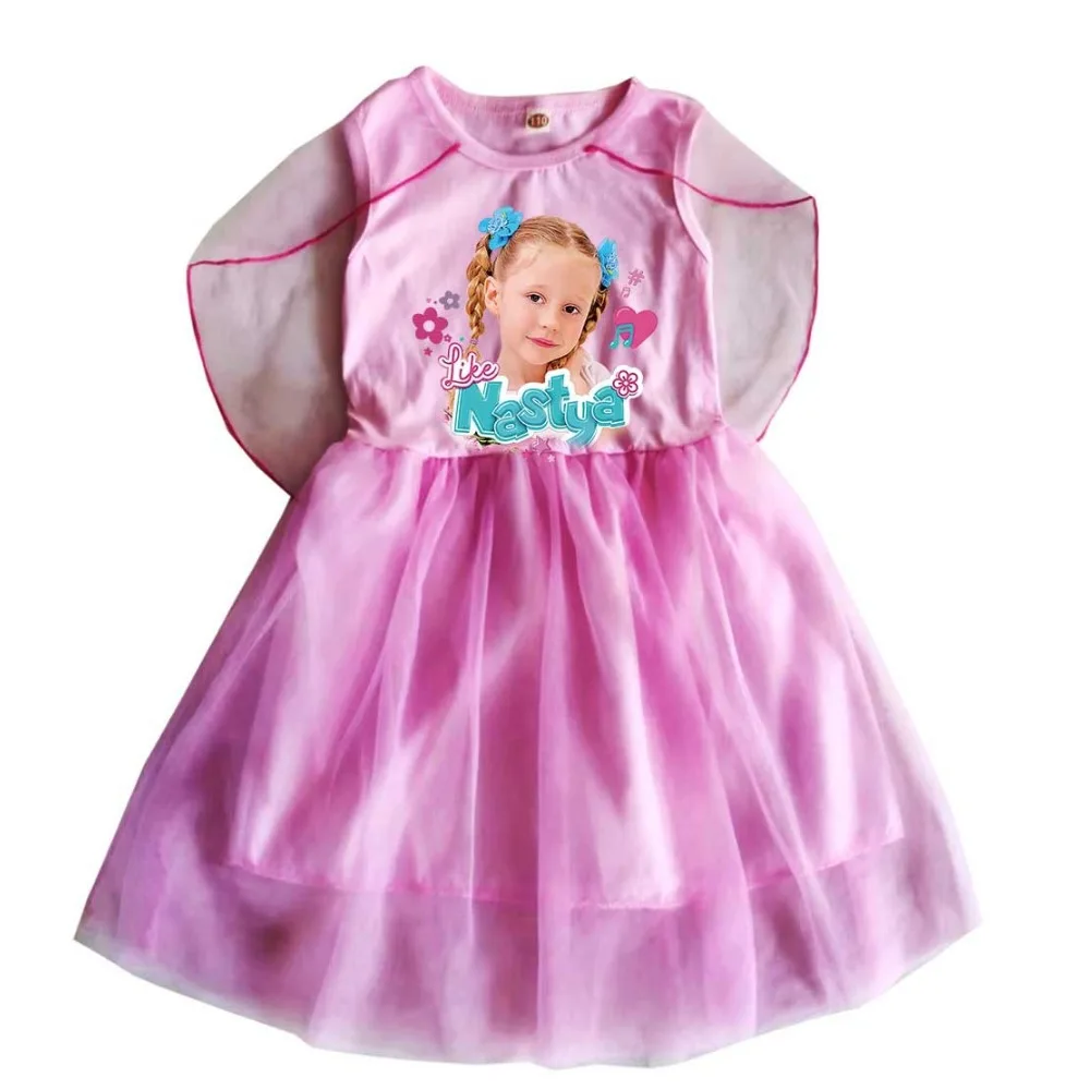 Vêtements de spectacle de danse comme Nastya pour bébés filles, robes en fibre décontractées avec petit sac, robe de princesse éducative pour enfants, fête de mariage de dessin animé