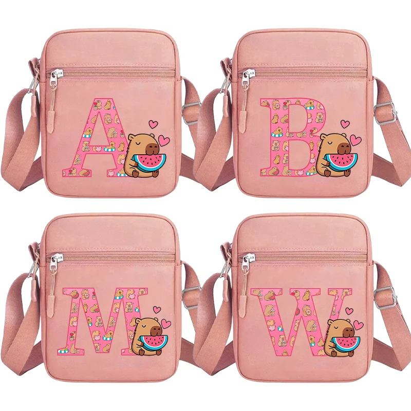 

Capibara Fashion Nylon Shoulder Bag for Men Women Cartoon Letter Printed Crossbody Bags Students Portable Phone Storage Pouch