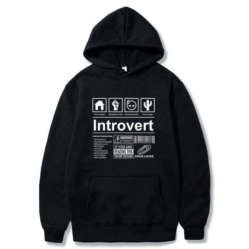 Introvert Logo Hoodies Humor Introverts Joke Introverted Gift Hoody For Men Women Casual Soft Unisex Sweatshirt Pullovers