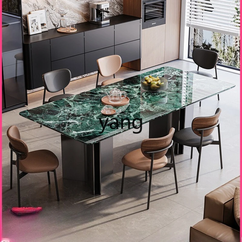 

LZR Prada Green Dining Table Rectangular Villa Home Table and Chair Set