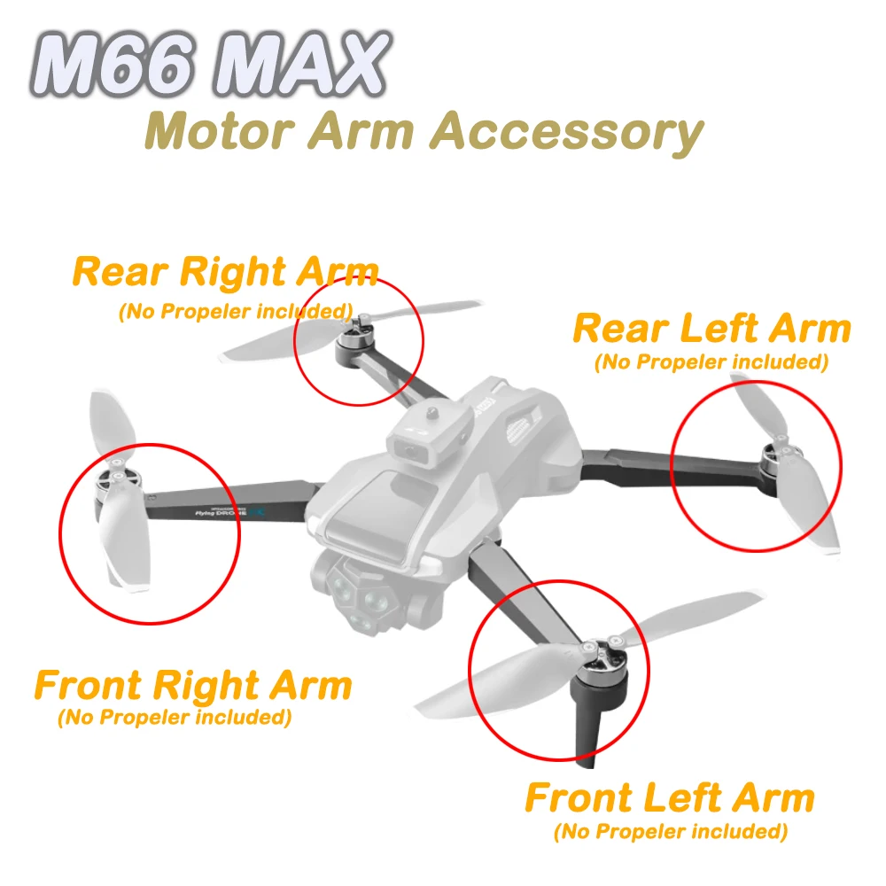 

4 шт. рычаги двигателя для M66 MAX RC Drone Quadcopter, передний и задний рычаг с бесщеточным двигателем, аксессуар для рычага M66MAX