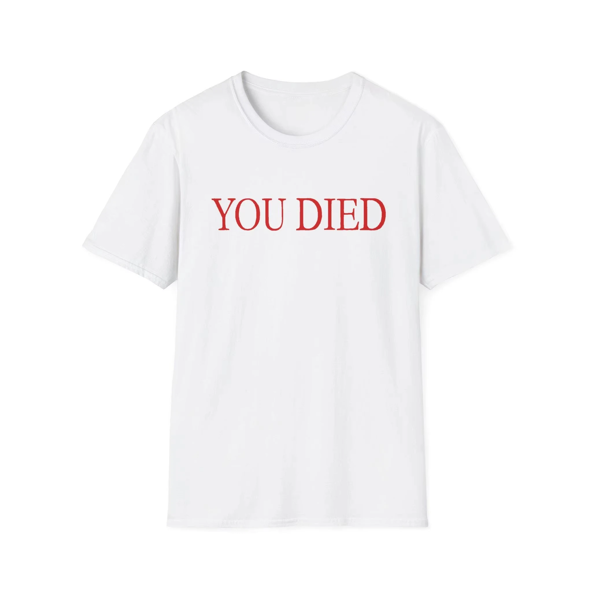 New You Died  Bloodborne Souls Ring Inspired Ps4 Video Game Gamer Printed T-shirt Men Women Cotton Casual Short-sleeved Shirt