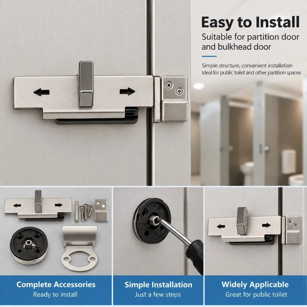 Stainless Steel Door Lock Indicator Secure Slide Bolt Toilet Door Indicator Lock Privacy Door Indicator Lock Public Toilet