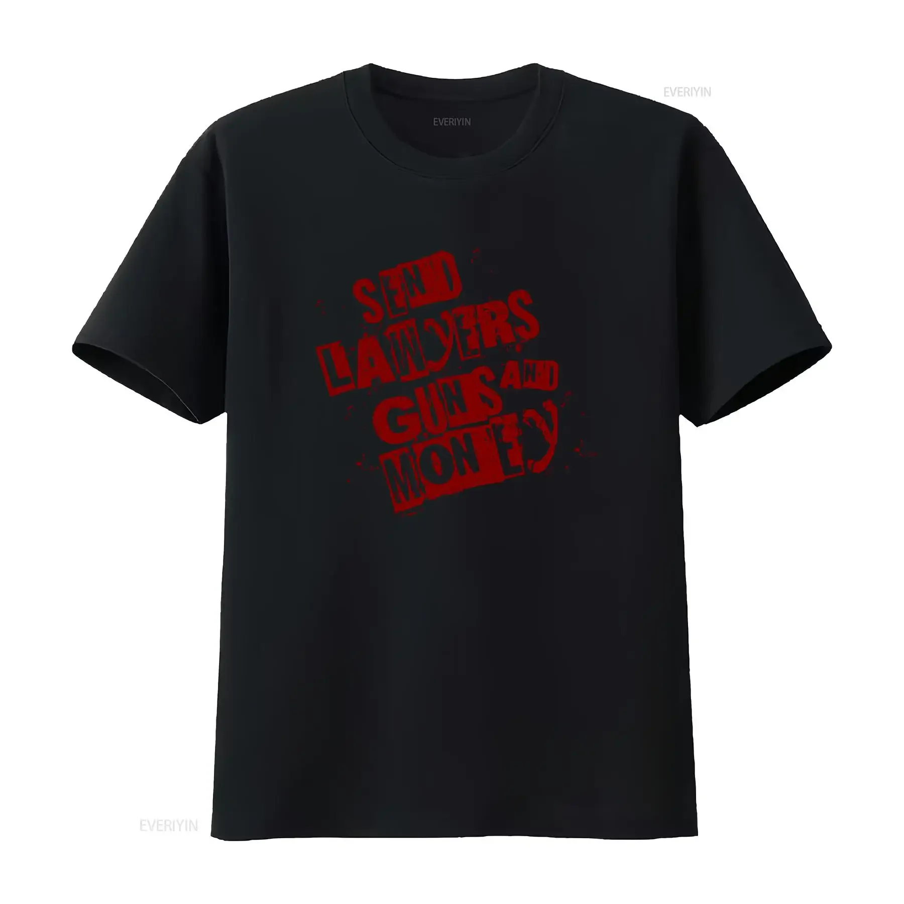 T-shirt imprimé « Send Lawyers Guns and Money », design audacieux et élégant, vintage, délavé, polyvalent, respirant, légèrement graphique