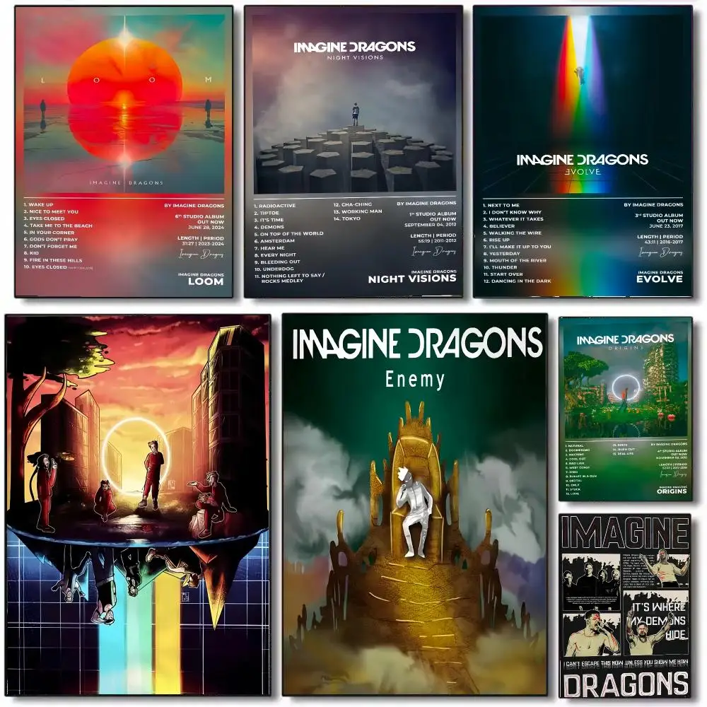 Arena Rock Band I-Imagine Dragons Poster Wall Art Printed Decor Sticker Stylish Home Gift for Living Room Bedroom Corridor Cafe
