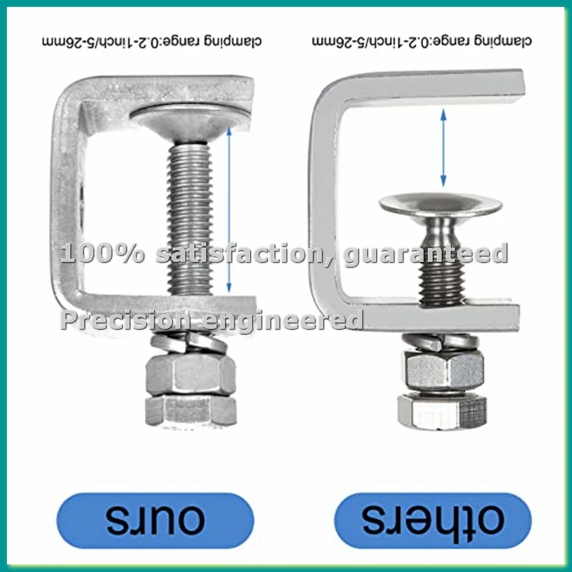 6 Pcs 1 Inch Stainless Steel Small C-Clamp for Woodworking, Heavy Duty Metal U-Clamps Mini Desk -Clamp-A14I