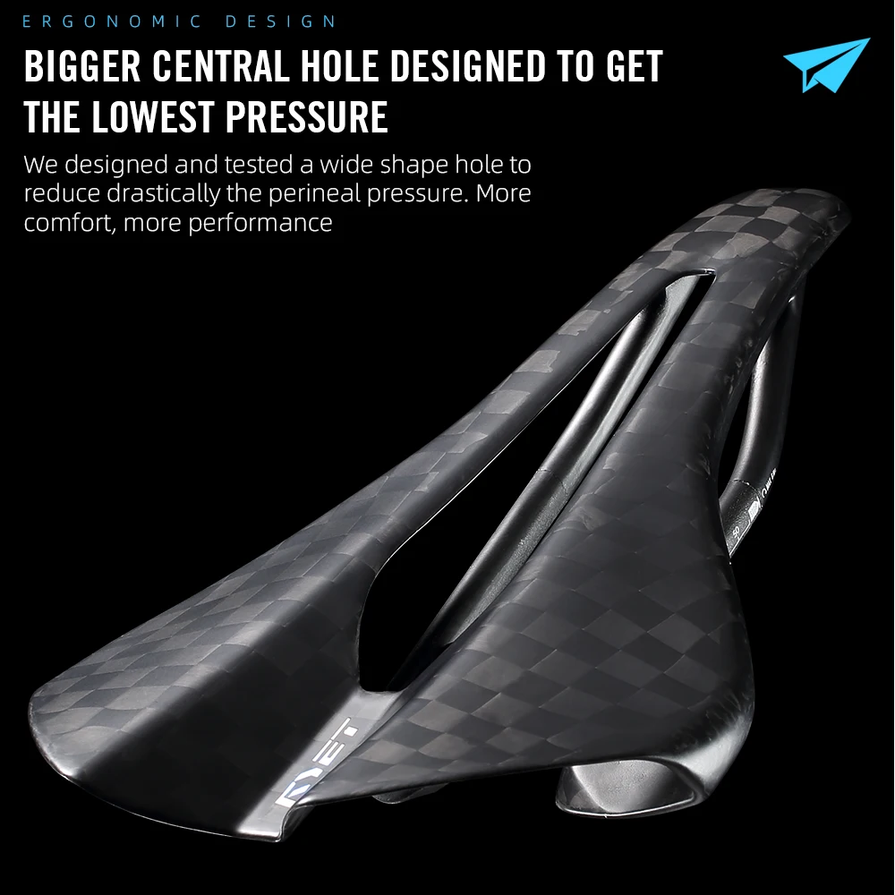 RYET Ultraleggero 12K Sella per bici in carbonio 72g Guida ovale 7*9mm Sedile per bici Triathlon Strada MTB Mountain Ghia Ciclismo Parti del cuscino