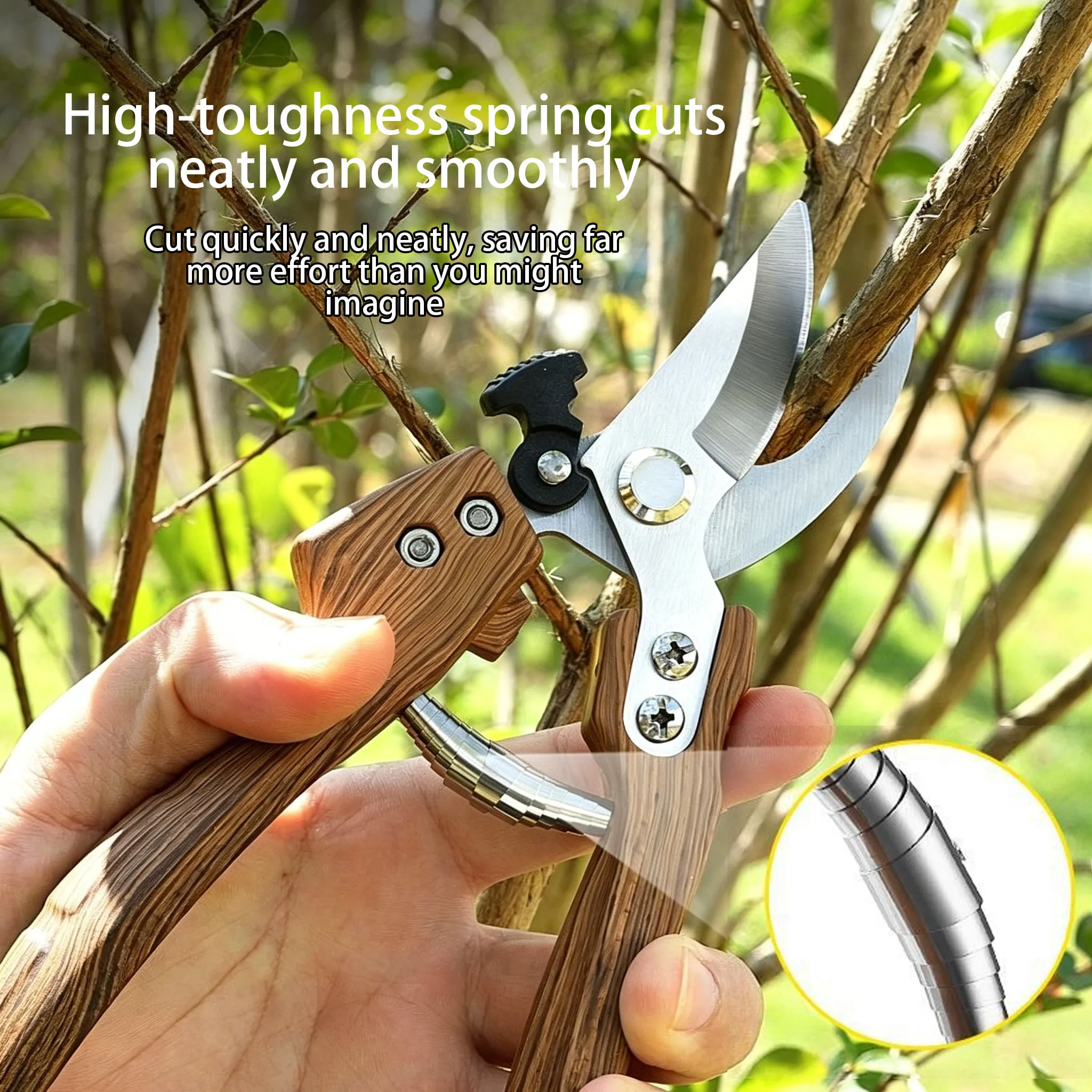 Made of High-Hardness SK5 Carbon Steel, Ultra-Sharp and Durable, Easily Cuts Through Thick Branches Up to 20mm Without Jamming.