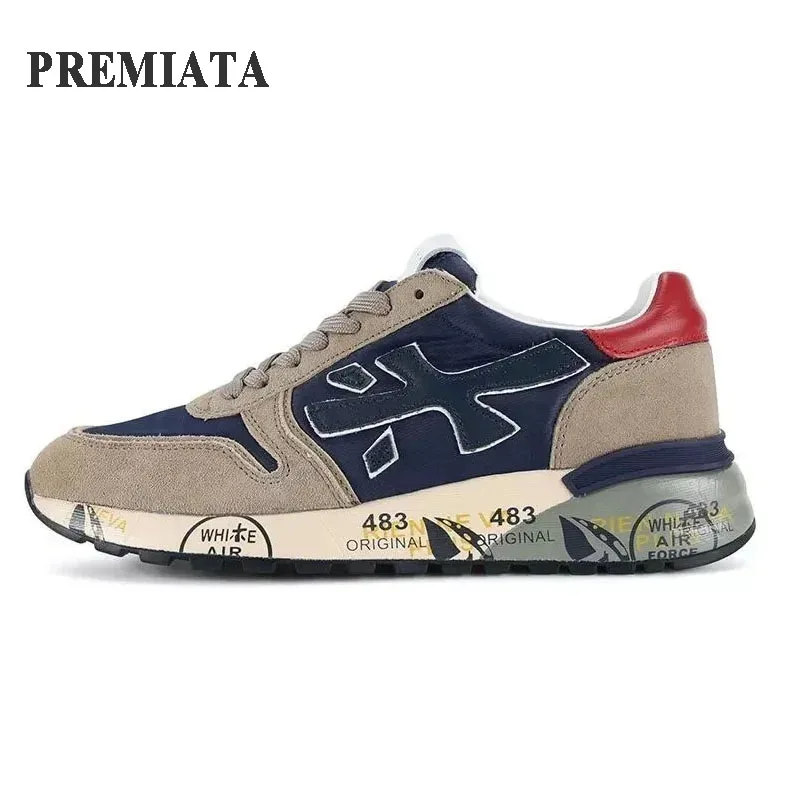 PREMIATA Men's Shoes Fashion Outdoor Sports Design Breathable Hard-Wearing  Multi-color Element Lace-up Casual Men's Sneakers