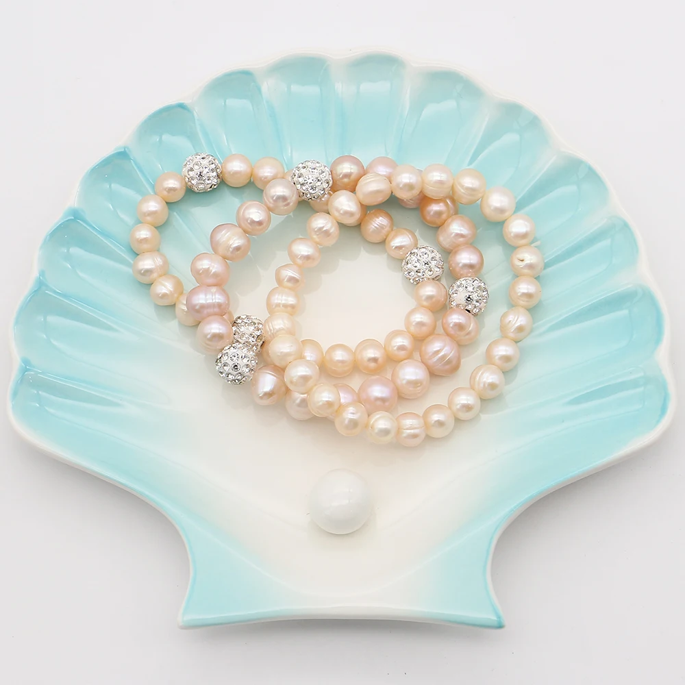

Natural Freshwater Baroque Pearl Beaded Bracelet Irregular Screw Pearl Spacer Bead Jewelry Gift Woman Fashionable Items 8-9mm