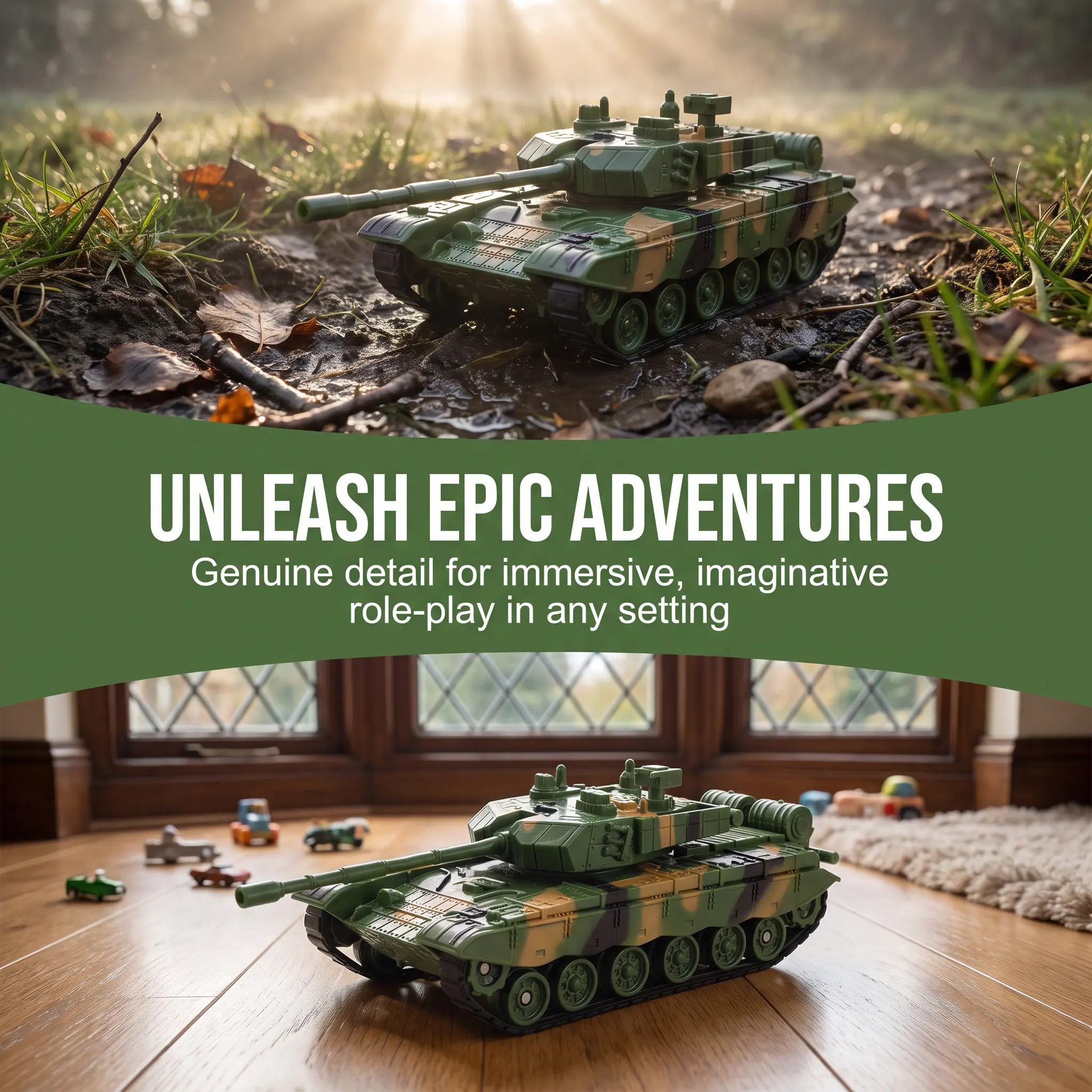 Simulation Tank Military Emulation Camouflage Green Children Play Collection Decoration Kids Learning Fun Tank Toy