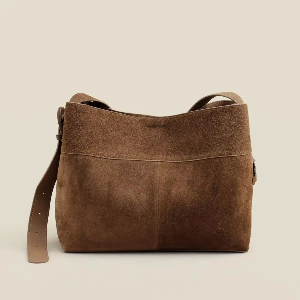 2025 New Retro Matte Suede Cow Leather Tote Bag Large Capacity Women's Shoulder Bag Coffee High-End Commuter Travel Underarm Bag