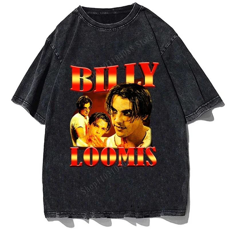 Billy Loomis Graphic Printed T Shirt Summer Casual Short Sleeves T-shirt Vintage Washed Men Cotton Loose Oversize Tees Tops