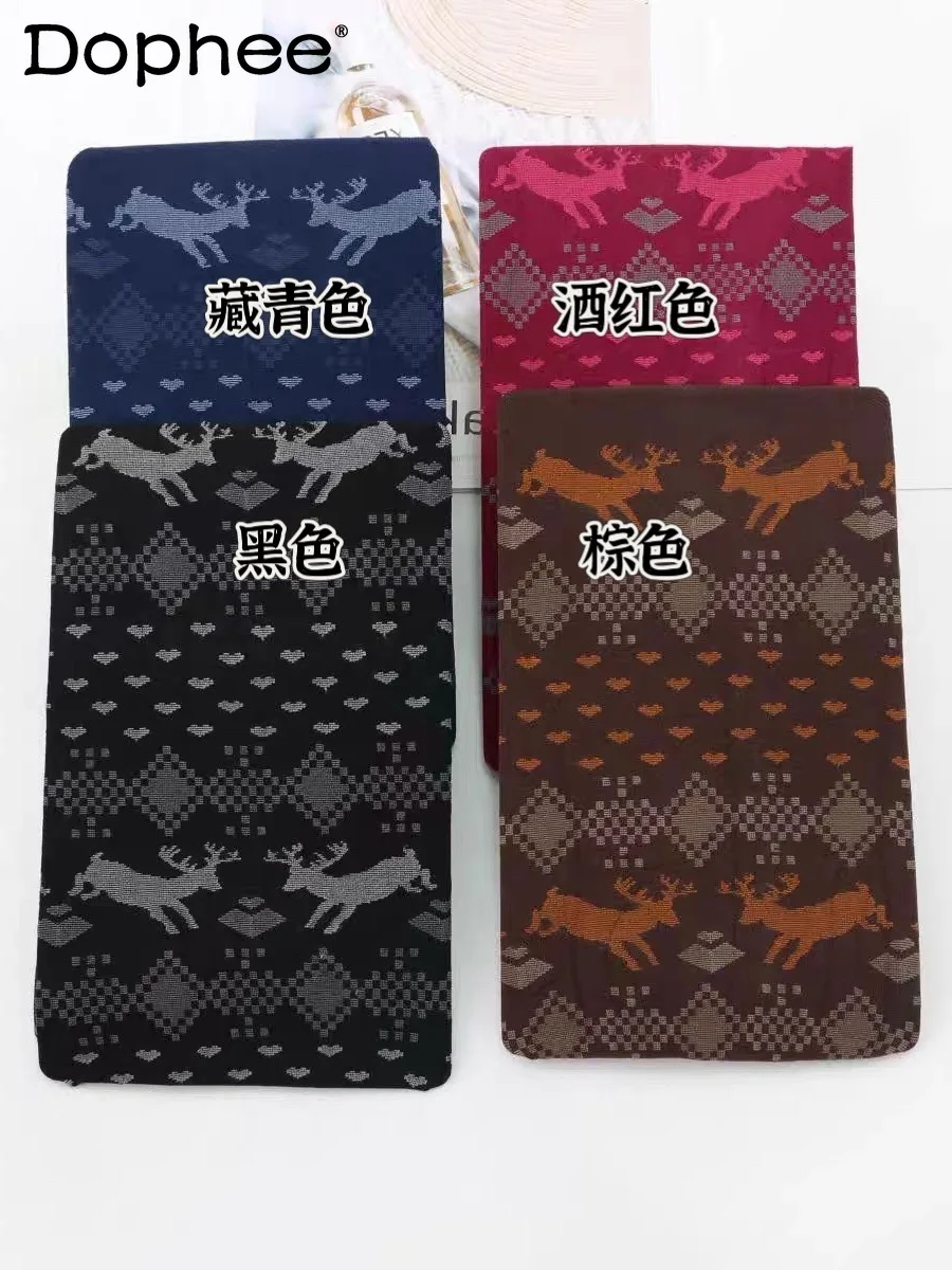 

Japanese Retro Spring and Autumn Cartoon Deer Heart Jacquard Tights Thin Velvet Slimming Base Tights for Women