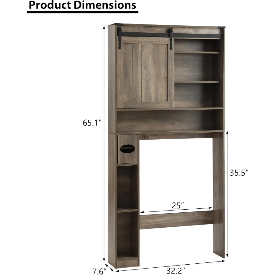 خزانة تخزين فوق المرحاض، رف الحمام فوق منظم الحمام، رف موفر للمساحة مع رف قابل للتعديل، حظيرة رمادية #2