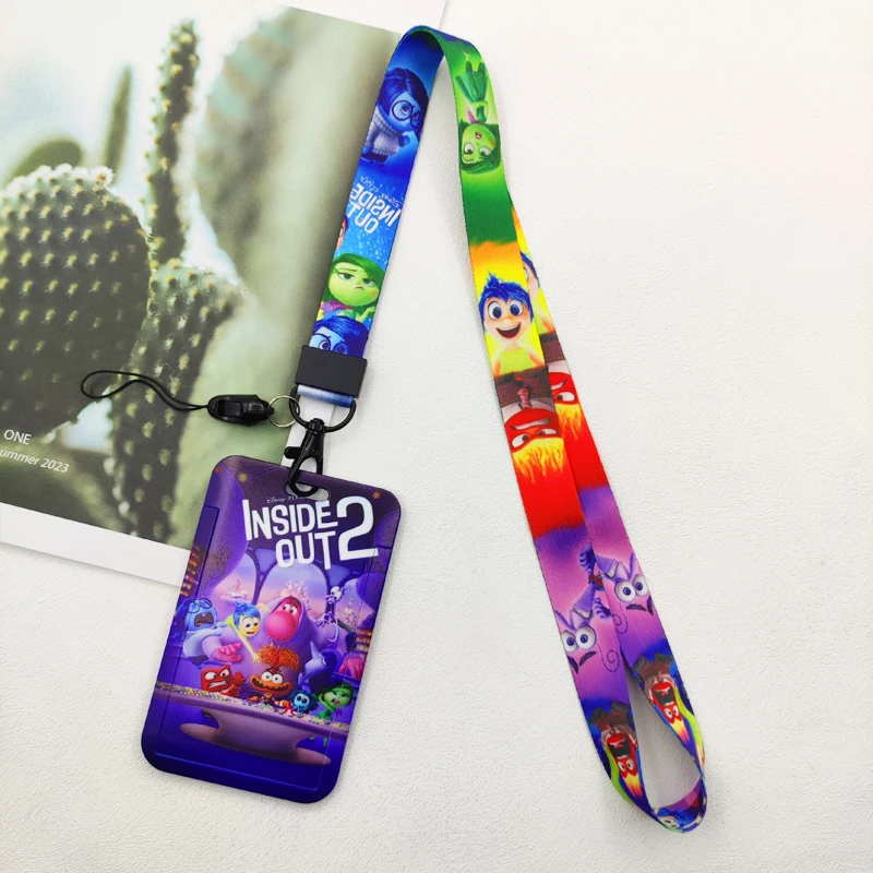 Disney Inside Out Credential Badge Holder Kawaii Card Holders Student Campus Lanyard Cards Holder Neck Straps for Kids Gift