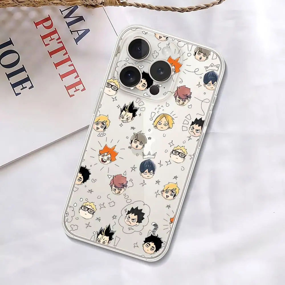 Amine H-Haikyuu-s جراب هاتف آيفون 17 16 15 11 13 14 برو ماكس 7 8 زائد X Xr Xs ماكس Se2020 12 غطاء شفاف صغير