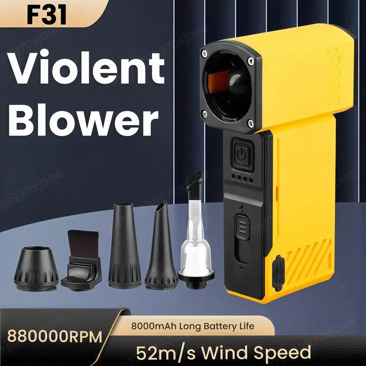 

F31 Violent Blower 880000RPM Strong Airflow Rechargeable Air Duster Blower High Speed Blower Fan Brushless Turbo Jet Blower