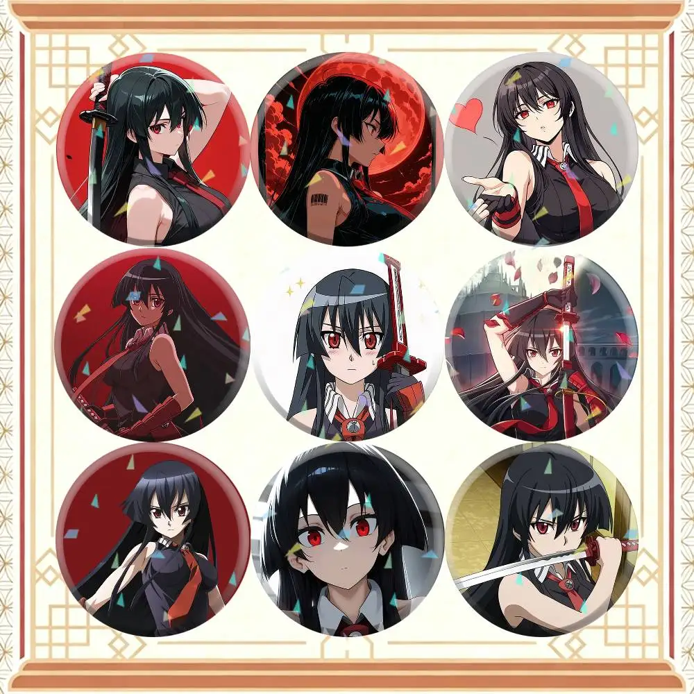 Anime Akame ga Kill 32/44/58mm Handmade Pins Round Brooch Badge Backpacks Clothes Jewelry Gifts