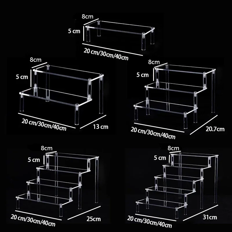 Acrylic Display Stand Transparent  Ladder Shelf  Doll Clay Figurine Animation Car Model Blind Box Perfume Storage Model Stand