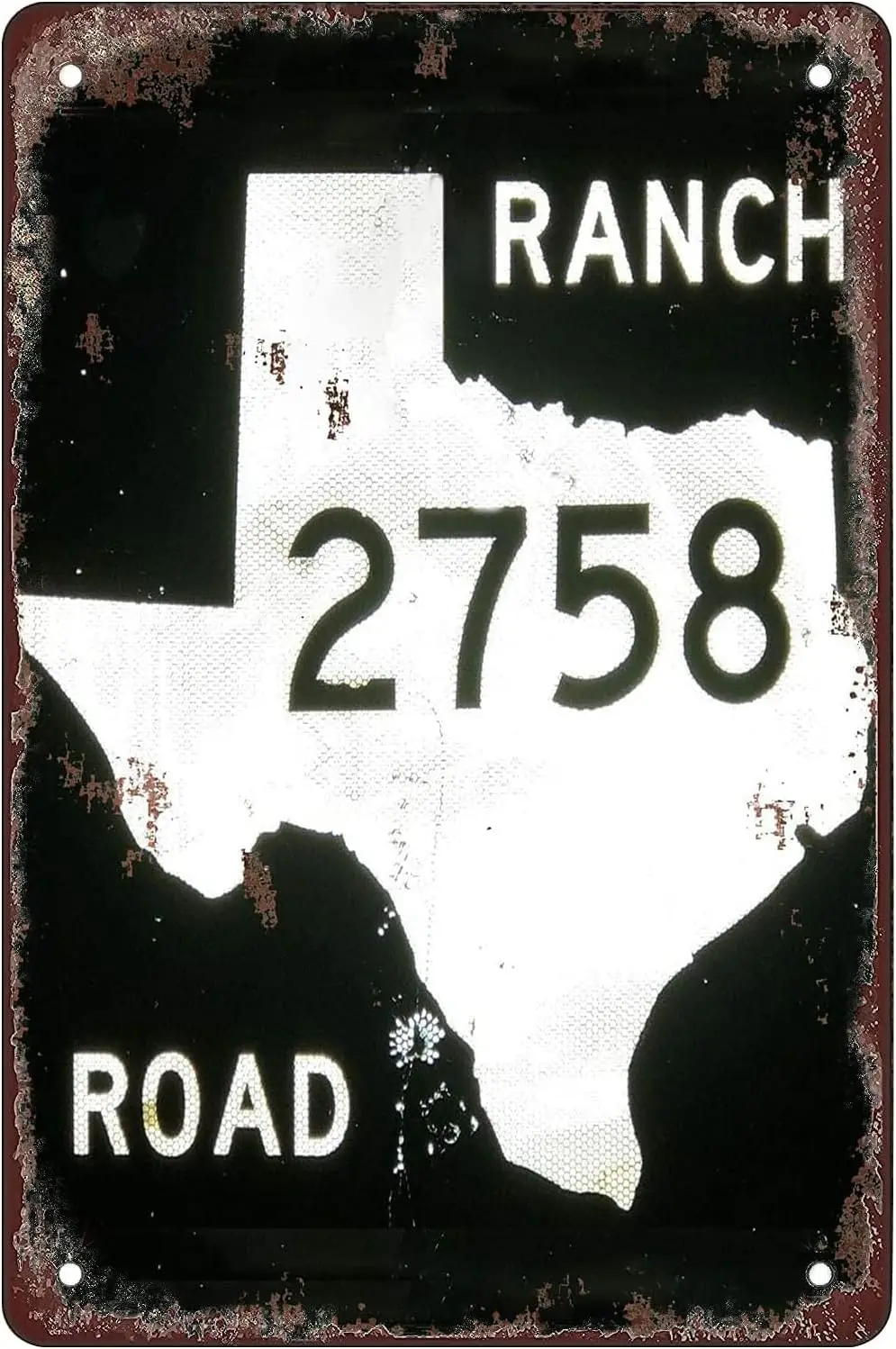 Highway Sign 2758 Ranch Road, Texas 8x12 Inches Retro Vintage Decor Sign Metal Tin Sign Home Bar Wall Decor sign