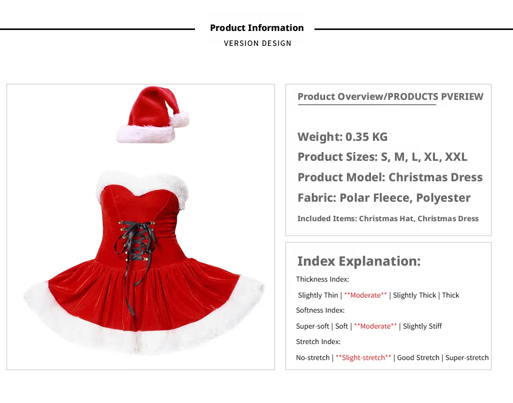Mini-Robe Bustier Mère Noël Sexy en Velours avec Bonnet – photo 1