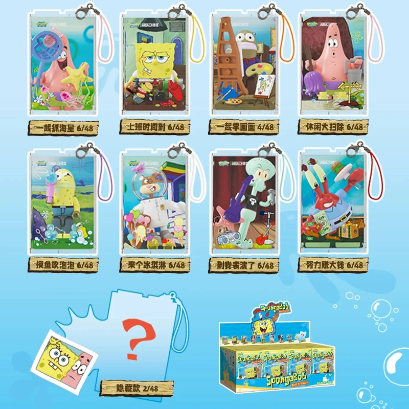 Bikini Bottom Spongebob Mini Hanging Block Blind Box Cute Cartoon Desktop Decor Trendy Collectible Surprise Gift For Fans view 2