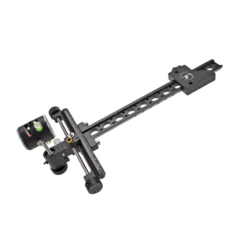 TP8510 Compound Bow Sight Archery Bow Single Needle Sight Scope With 4x Lens Long Rod Fine-tuning Shooting Sport Equipment