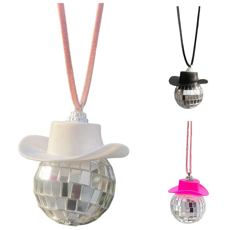 Disco Ball Cow Boy Hat Car Accessories,Car Interior Accessories,Car Hanging Ornament Accessories