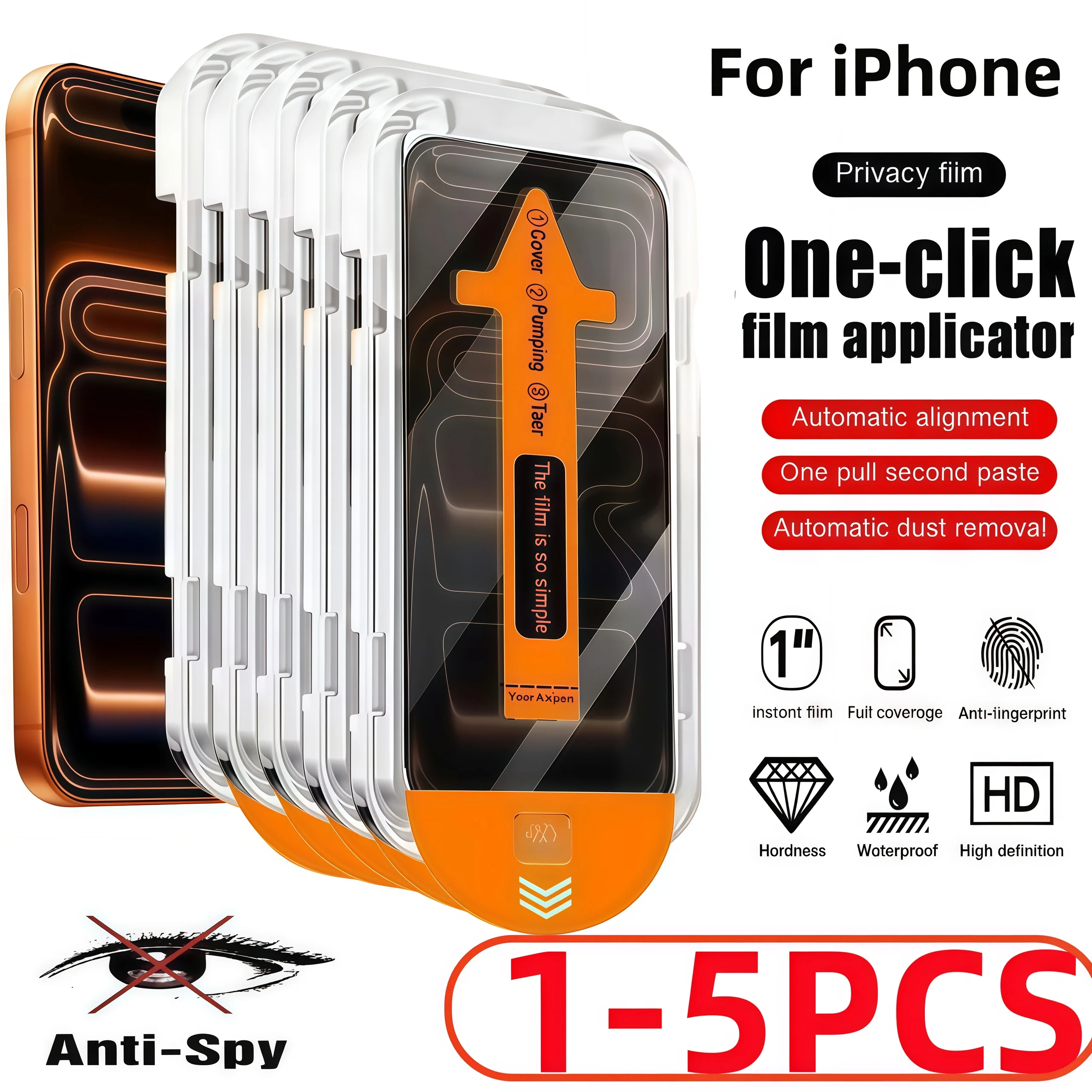 1–5 Stück einfache Installation, Anti-Peeping-Hartfolie, geeignet für iPhone 17, 16, 15, 14, 13, 12, 11 Pro Max Mini Plus XR XS