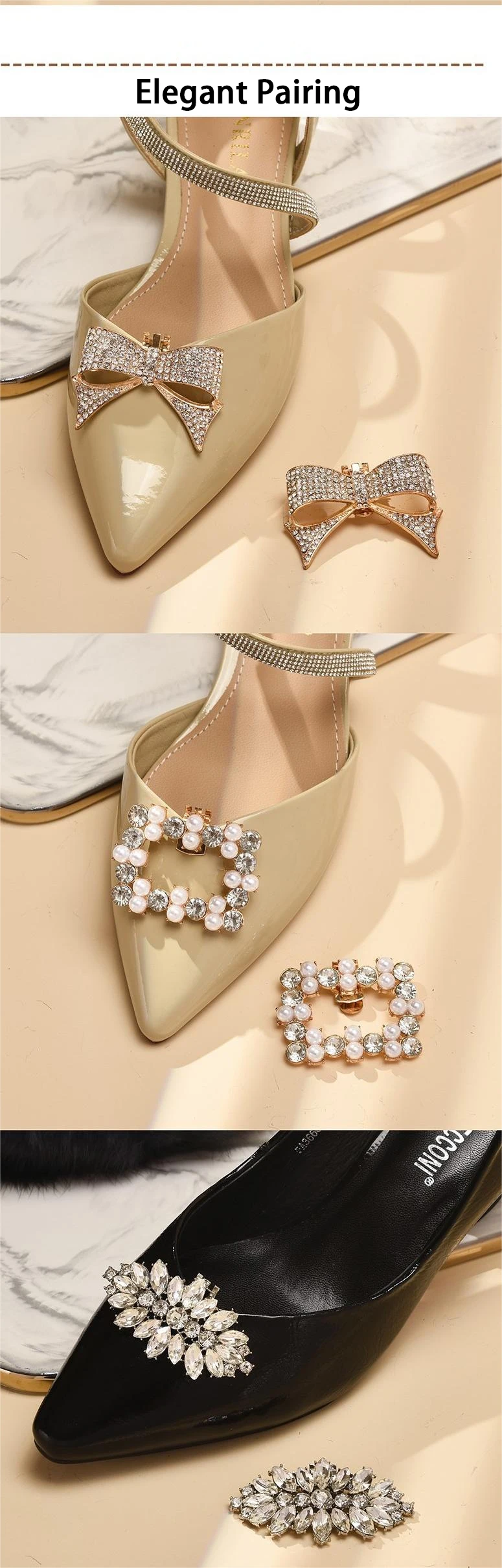 2 Stück dekorative Schmuckclips für High Heels, DIY-Abnehmbare Strass-Schnallen, Zehen-Zubehör, modische Schuhdekoration – Detail 3